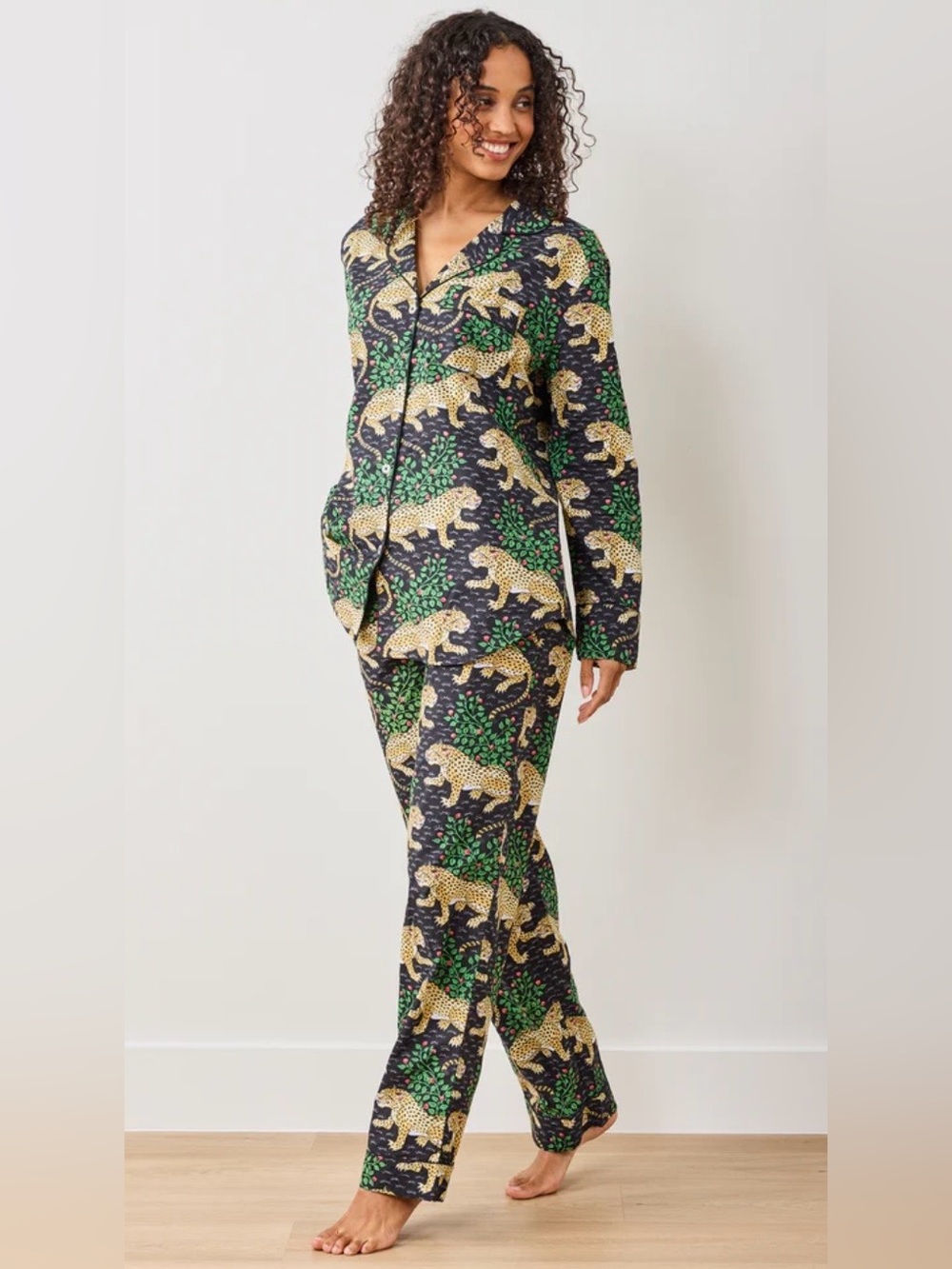 Printfresh Bagheera Leopard Long PJ Pajama Set 100% Organic Cotton Poplin